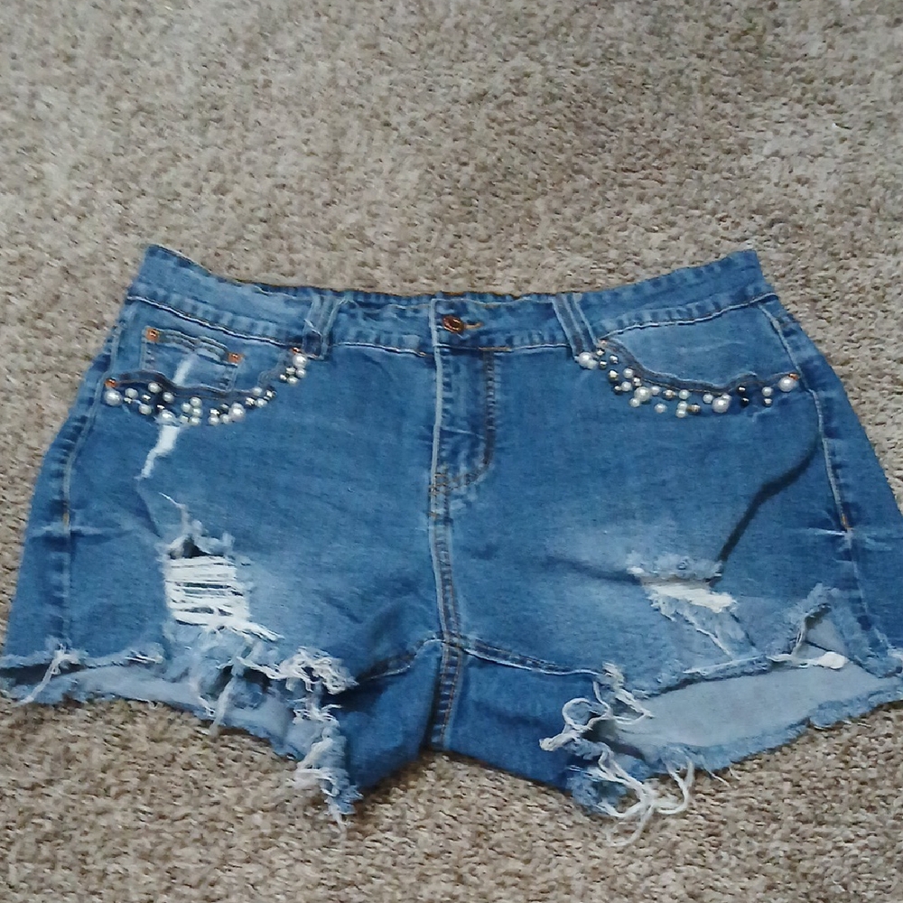 Distressed Blue Denim Shorts